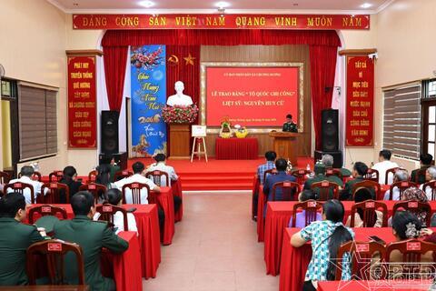 Trao Bằng Tổ quốc ghi công liệt sĩ Nguyễn Huy Cừ
