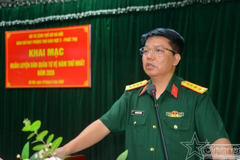 Ban Chỉ huy PTKV2-Phúc Thọ khai mạc huấn luyện dân quân tự vệ năm thứ nhất